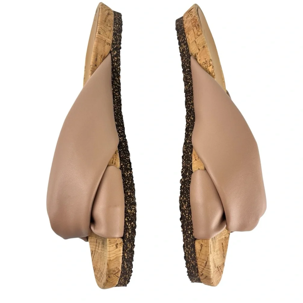 Flattered Lou Vegan Leather Beige Cork Slip On Sandals Slides  Women 37
